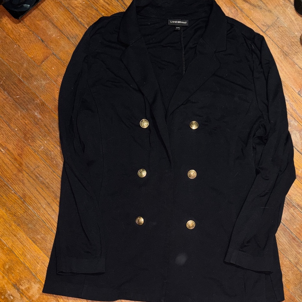 Lane Bryant Black Double-Breasted Blazer with Gold Buttons 18/20